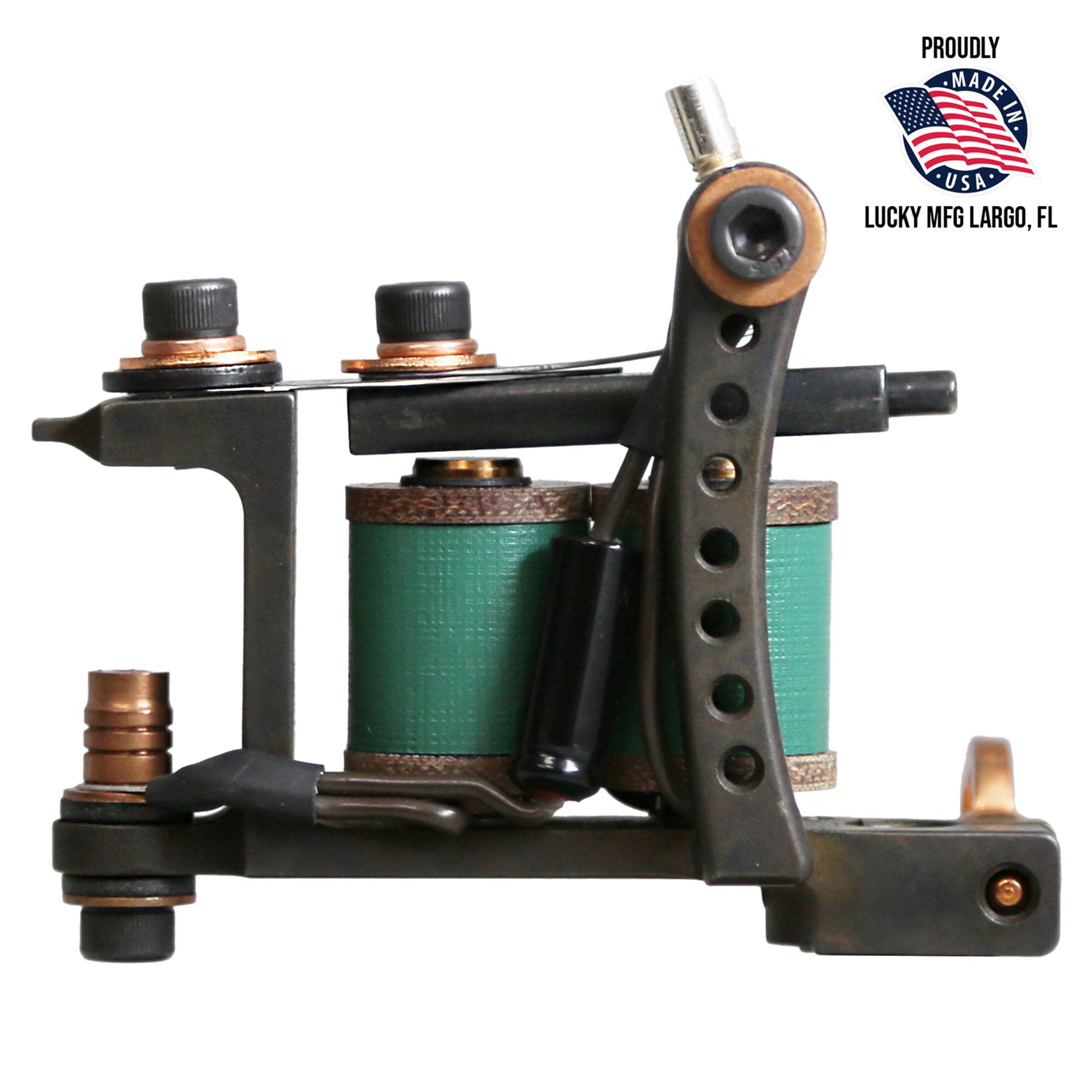 Compact Drilled Mini Bulldog tattoo machine made in the USA