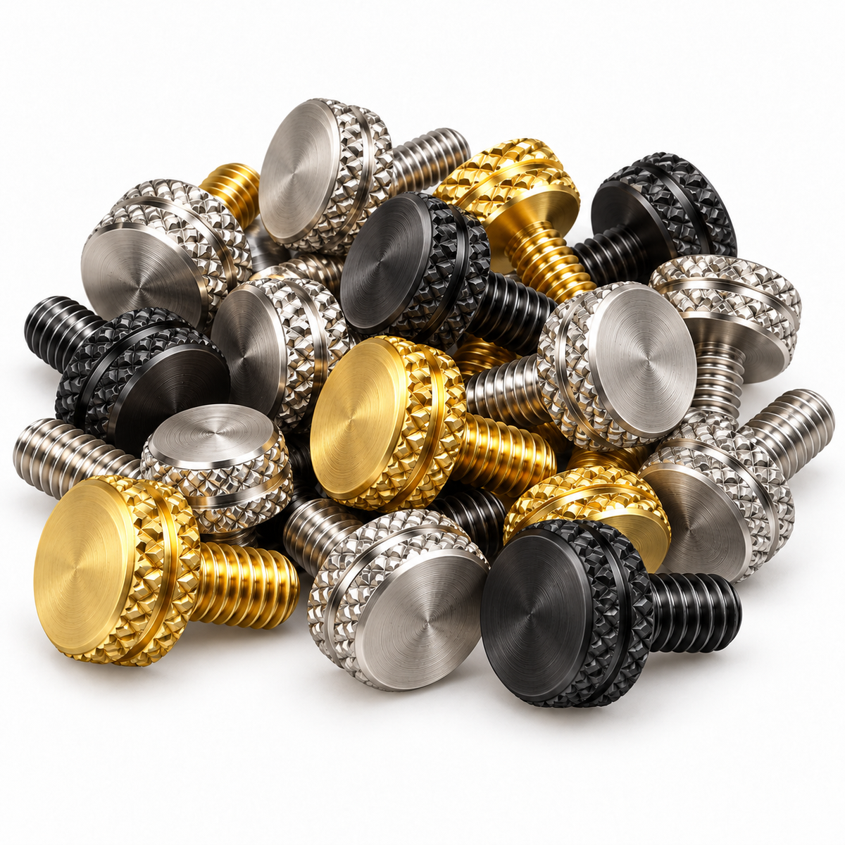 Brass double knurled binding post screw with 8-32 threading