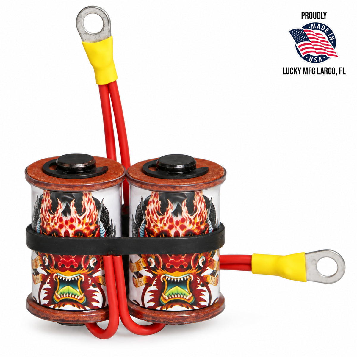Lucky Supply 1 1/4 inch 8-wrap custom tattoo machine coil set with 50V 47µF capacitor