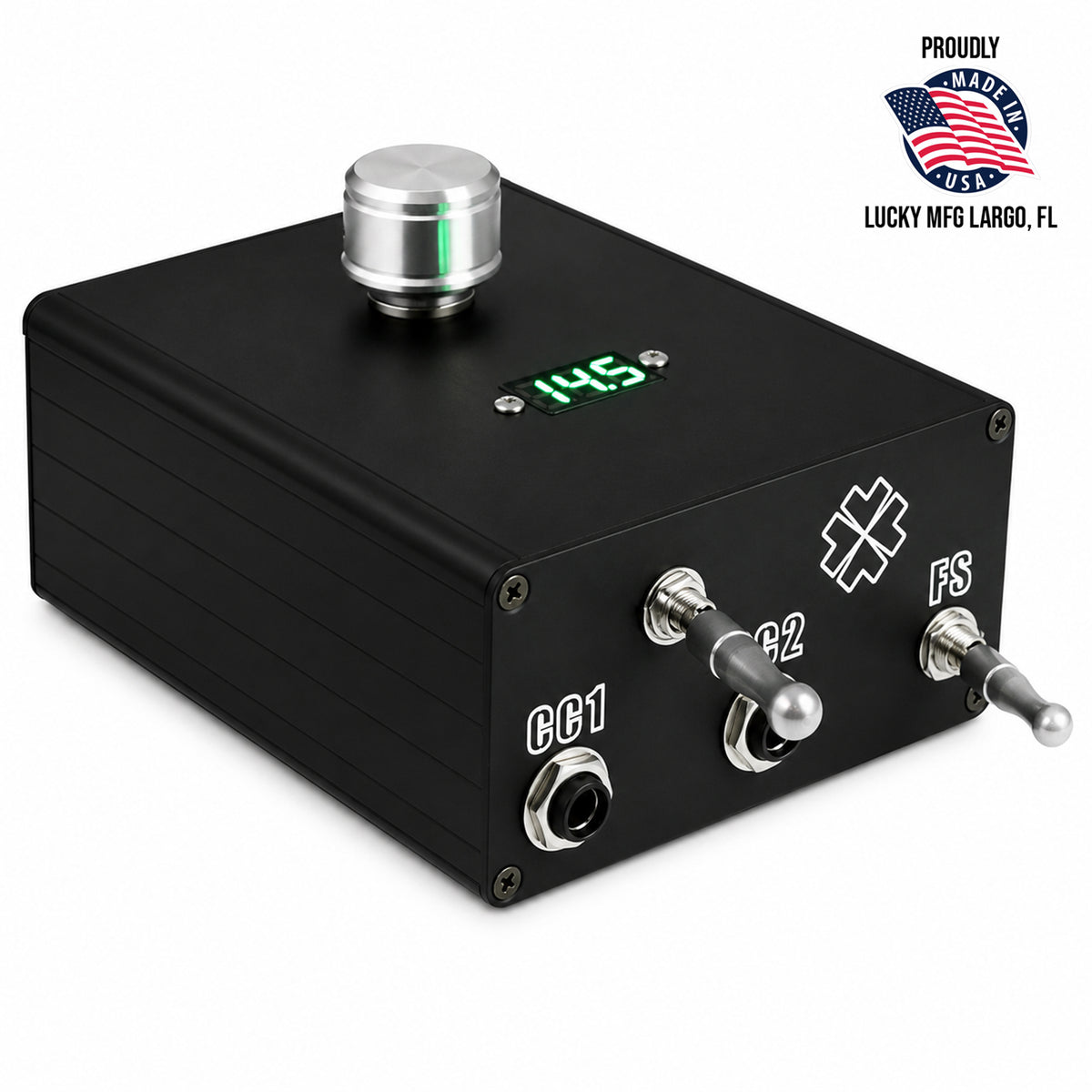 Lucky Compact Dual Tattoo Power Supply with integrated footswitch and dual clip cord connections