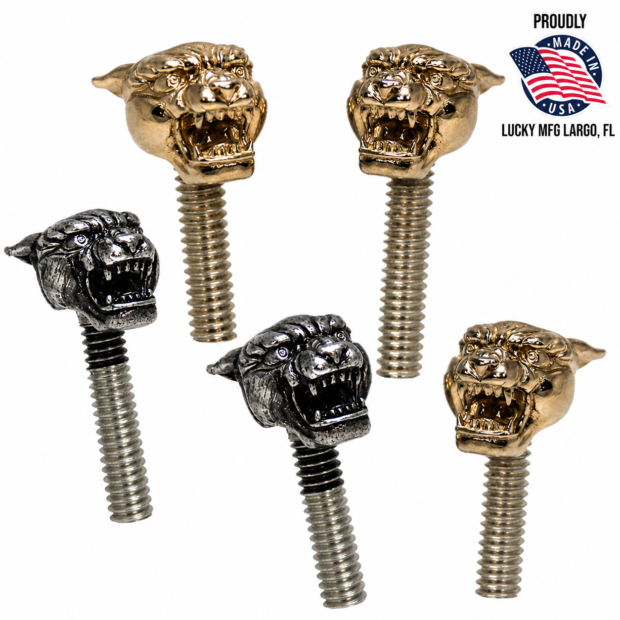 Panther Head Contact Screw in Sterling Silver