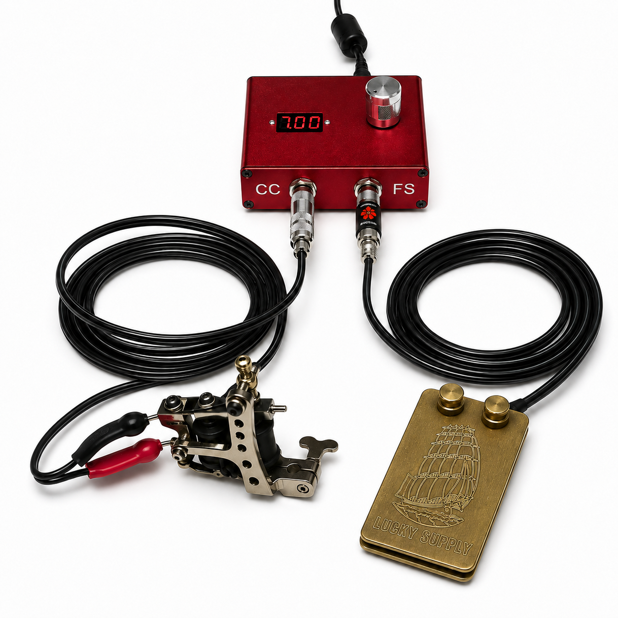 Lucky MFG Bulldog engraved tattoo foot switch with 6 foot cord