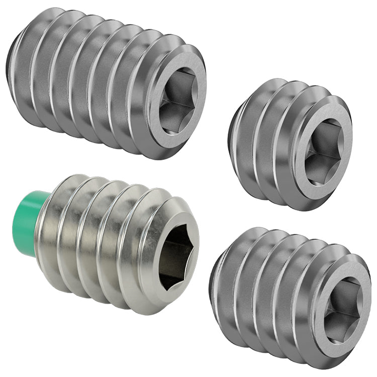 18-8 Stainless Steel Socket Set Screws-8-32 - 3/16" Nylon Tipped (5pcs/Pack)

