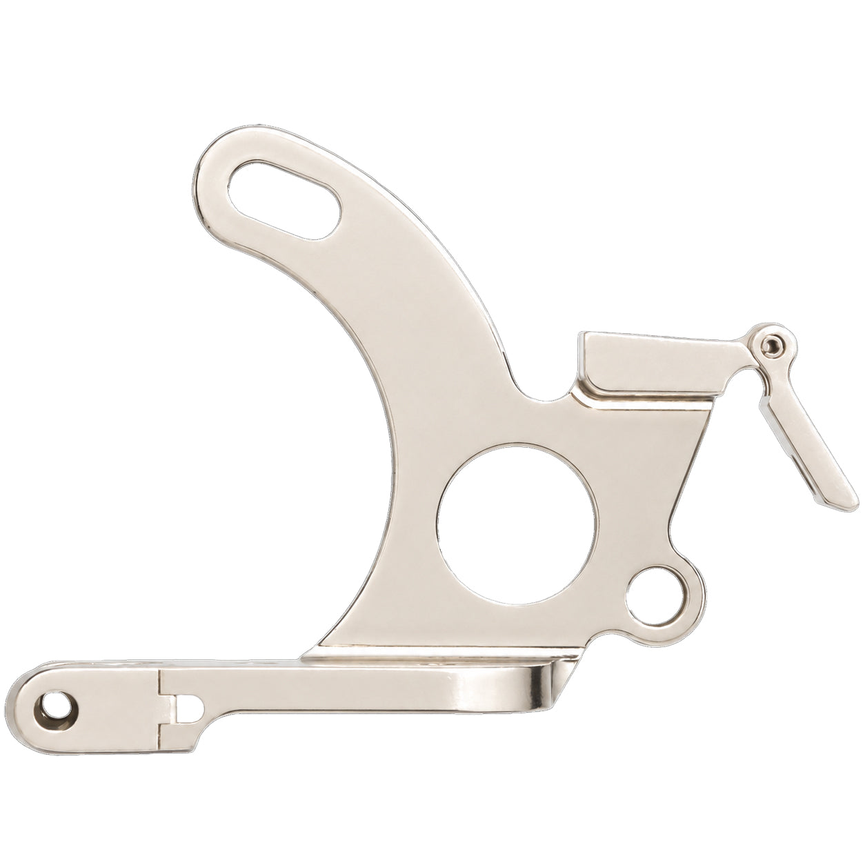 Lucky Supply Universal tattoo machine frame with hinged spring shelf and hinged tube vise for liner and shader coil machine builds.