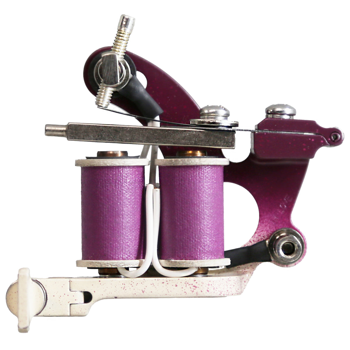 Universal Hinged coil shader with purple 1 1/4 inch coils and white wiring – coil side
