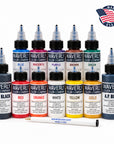 Waverly Tattoo Ink Sample Set with 10 colors and Dark Black and A.P. Black pigments