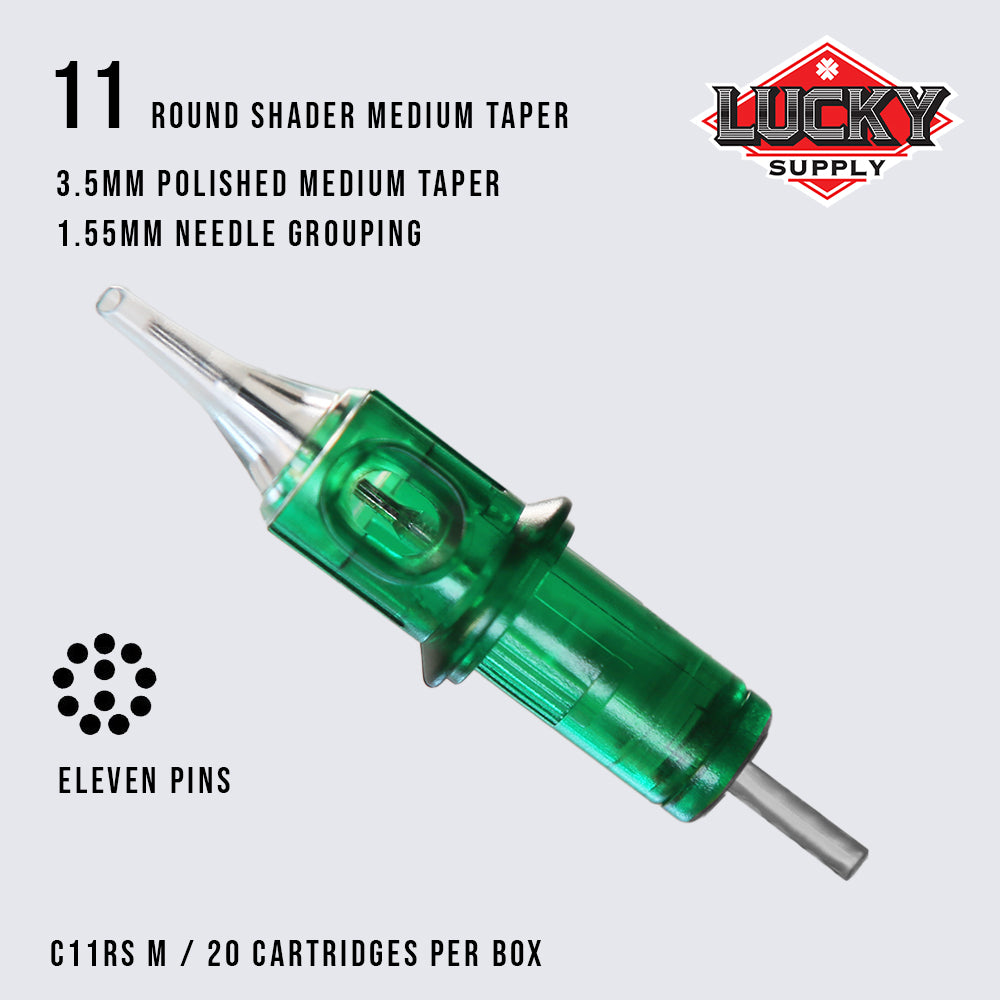 Round Shader (Medium Taper) Needle Cartridges by Lucky Supply