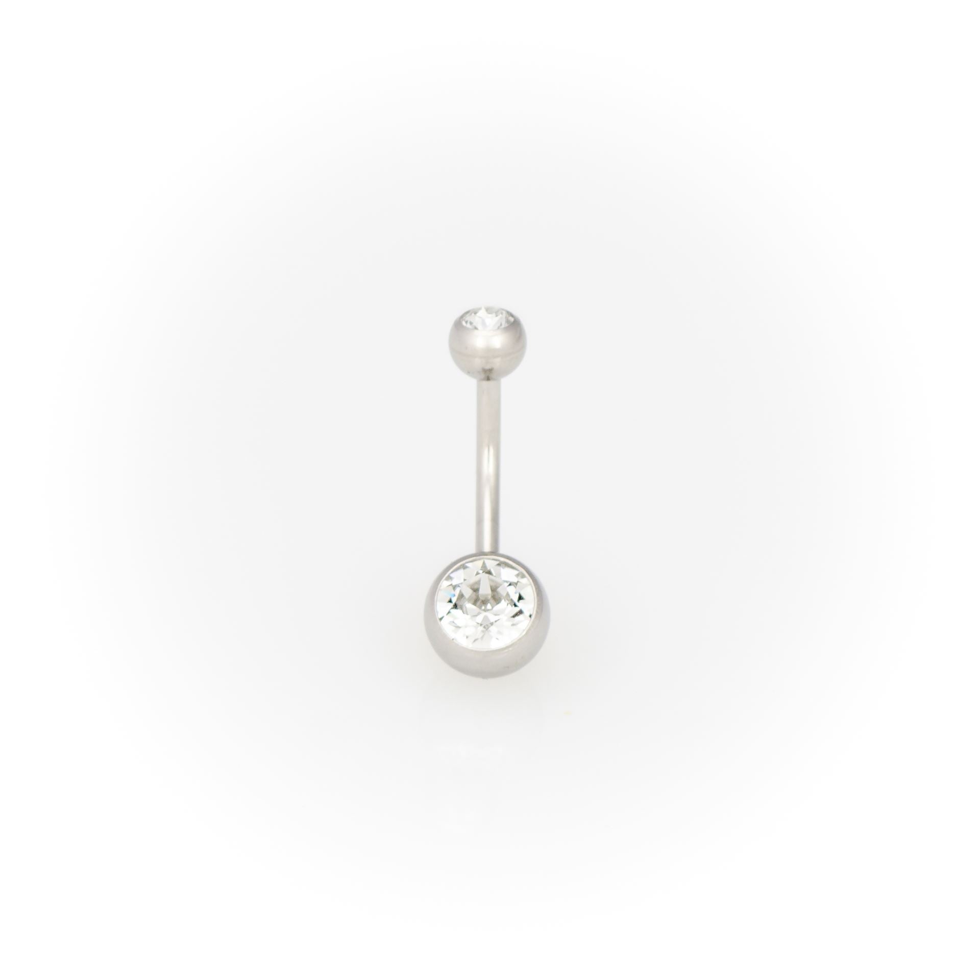 14g Double Jeweled Navel Bar Stainless Steel