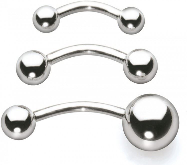 16g Stainless Steel Curved Barbell Externally Threaded