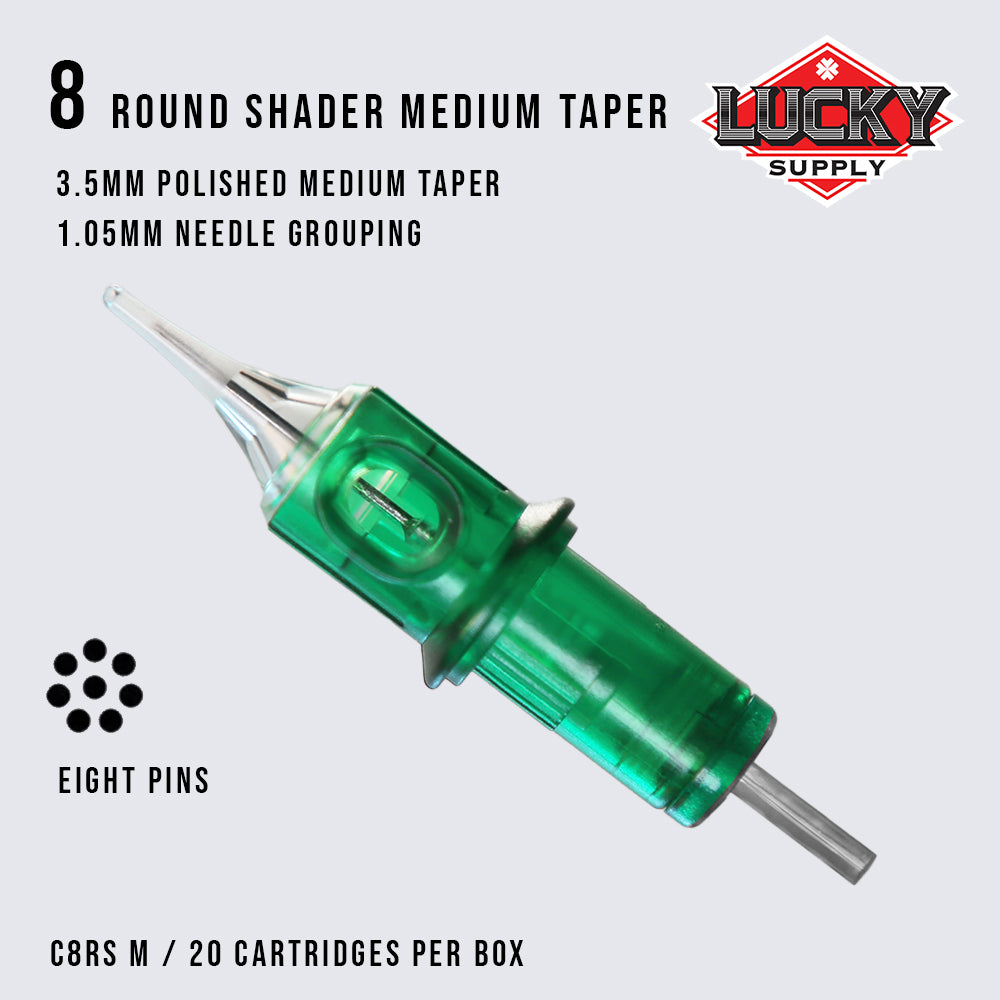 Round Shader (Medium Taper) Needle Cartridges by Lucky Supply