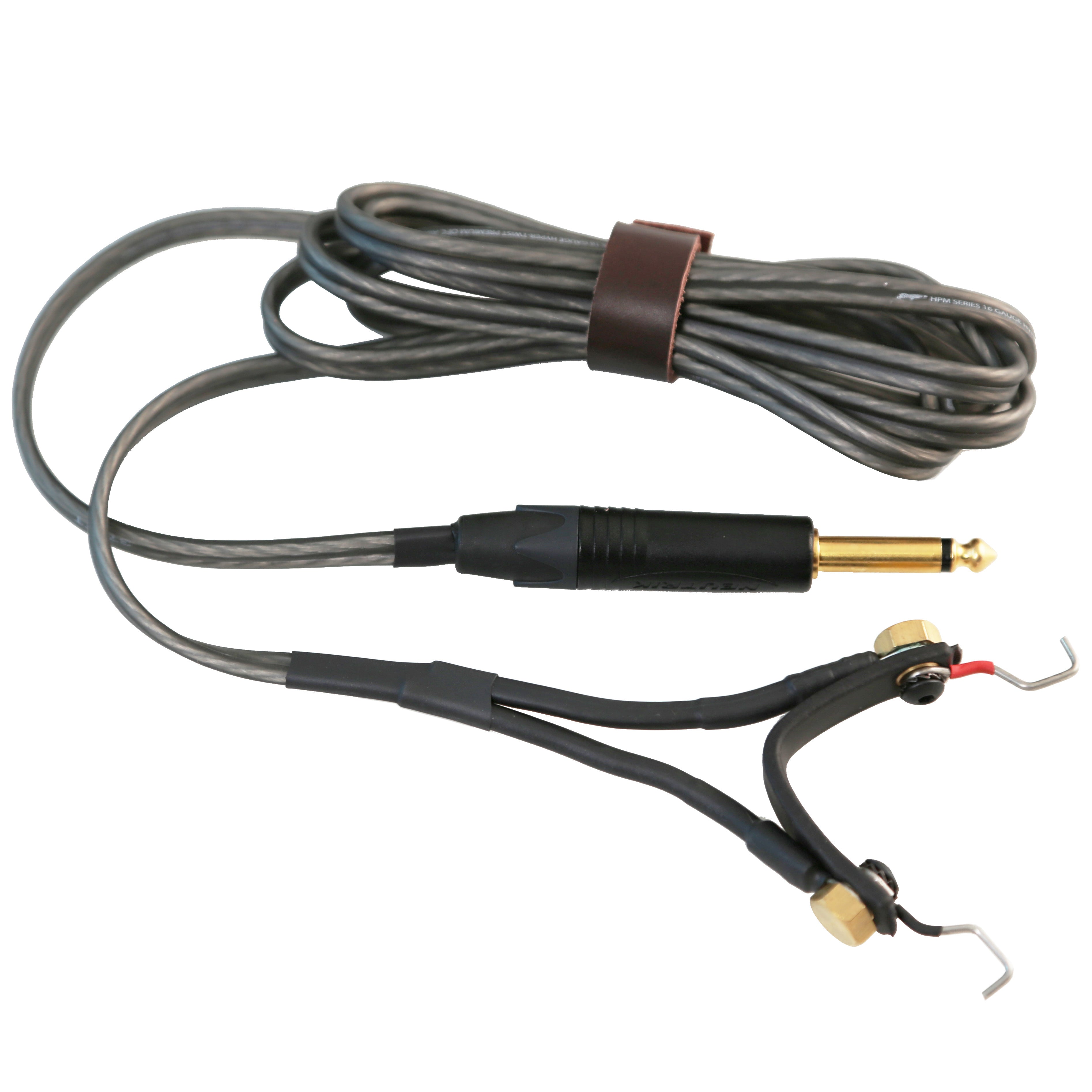 Black Clip Cord with Gray Cable and Brass Nuts by Hardcraft Co.