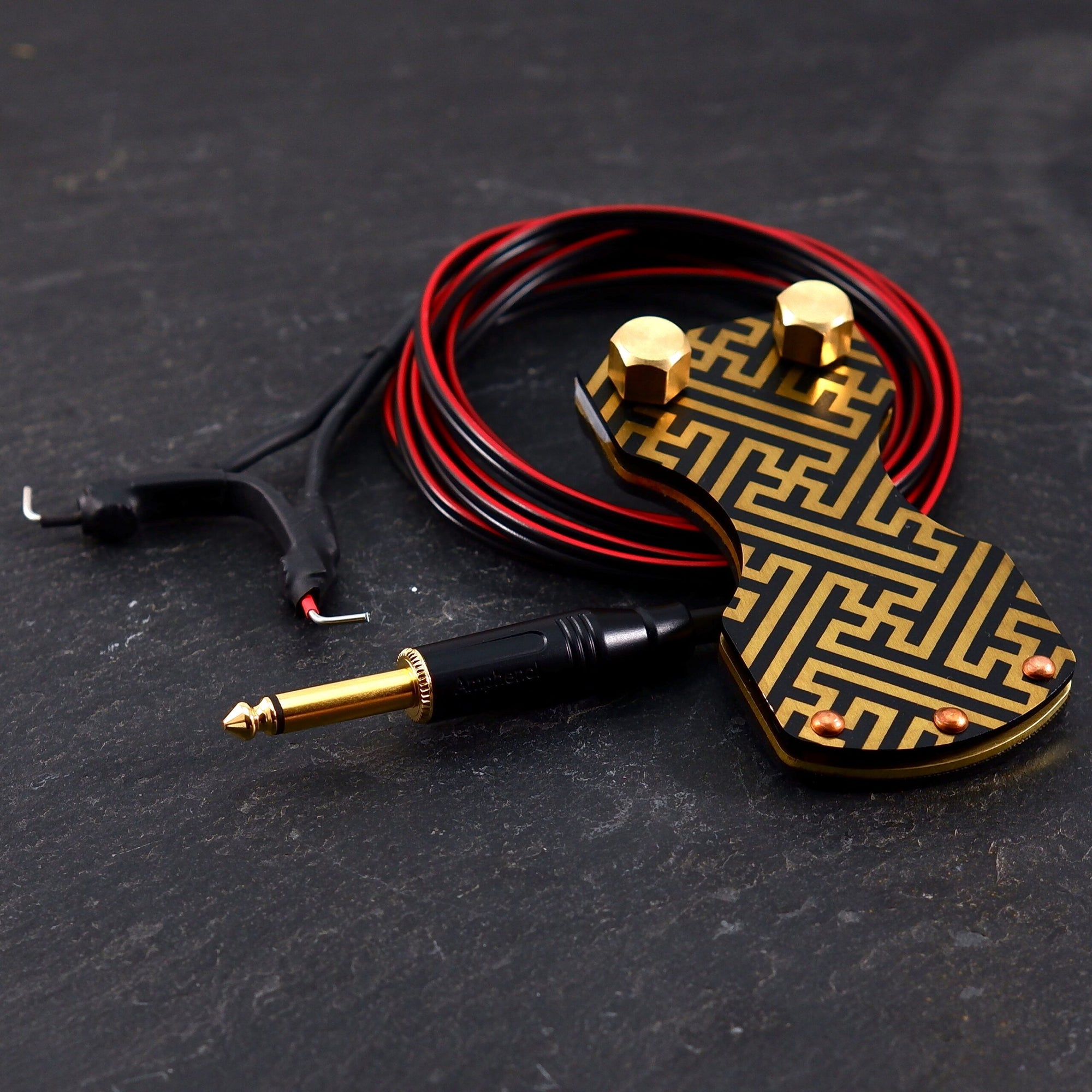 Sayagata Pattern Brass Foot Switch and Clip Cord by Hardcraft Co.