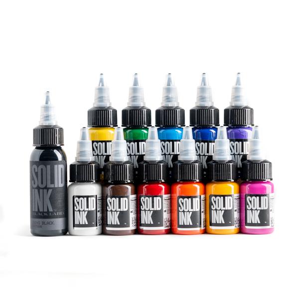 Solid Ink Mini Travel Set (11) Half Ounce Colors + 1 oz Lining Black