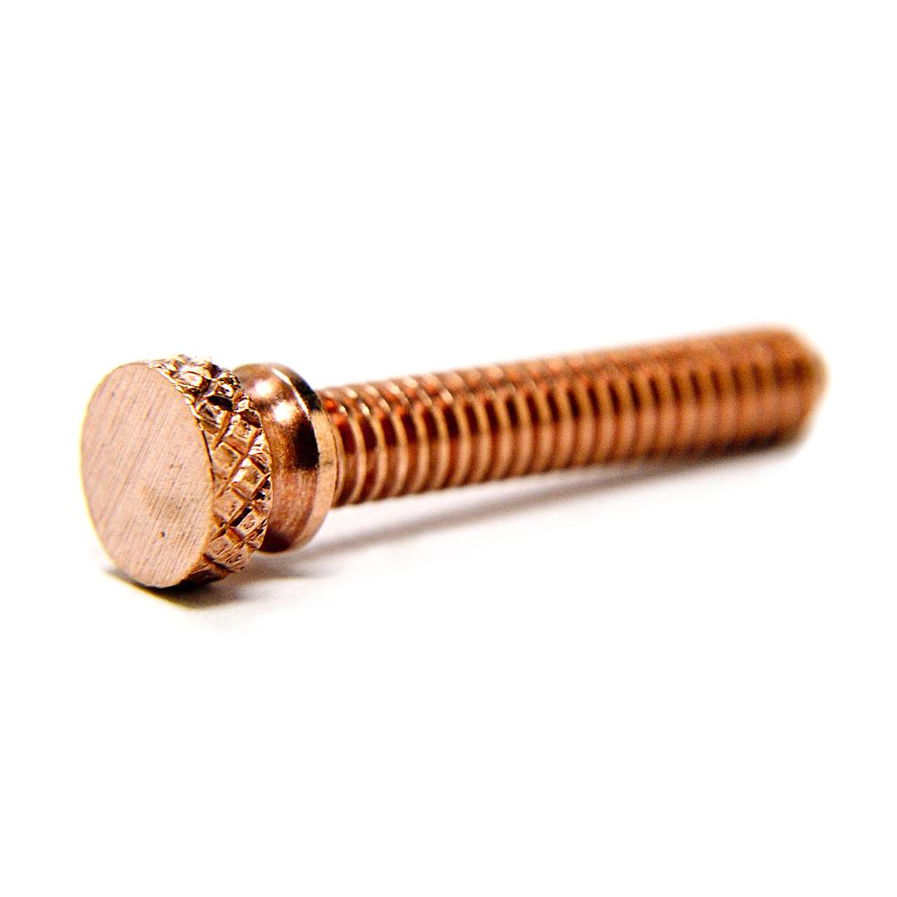 Custom copper contact screw knurled - long TL 1.209 inch